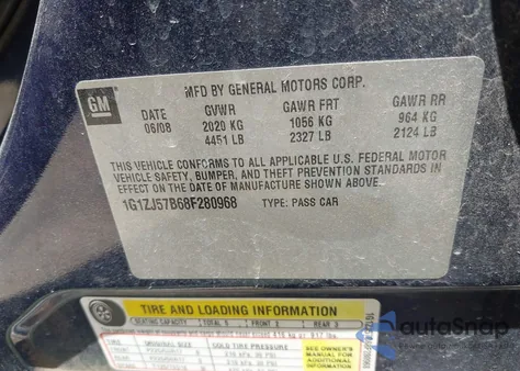 2008 Chevrolet Malibu Lt from USA, damaged, VIN 1G1ZJ57B68F280968